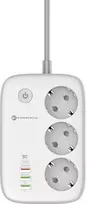 Forcell F-Energy VT-PS03 išmanusis ilgintuvas su 3 Schuko lizdais, USB-C PD 30W, 3x USB-A QC 3.0, Wi-Fi, Tuya programėle, 2500W/10A