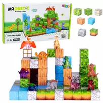 LEAN TOYS Magnetiniai konstruktoriaus kubeliai Cubes Square World 3D, 114 dalių