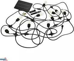 BEMKO SOLBEE Saulės energija varomi LED sodo žibintai, 10 LED, 10 m, šiltai balta 3000K, IP65, juoda