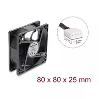 Delock Axial Fan 48 V DC, 80 x 80 x 25 mm su 4-Pin PWM jungtimi, juoda