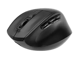Gembird MUSW3-9B-01 belaidė ergonomiška pelė su trigubu ryšiu (2.4 GHz + Bluetooth + USB-C), 2400 DPI, 9 mygtukai, juoda