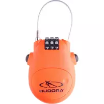 HUDORA Cable Lock (Orange) – 3 skaitmenų kombinuota spyna, 200 cm savaime susisukantis plieninis trosas