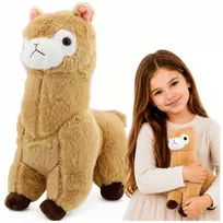 LEAN TOYS pliušinė alpaka lama minkštas žaislas - kreminis, 28 cm, minkštas pliušinis su itin minkštu kailiu