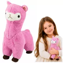 LEAN TOYS Alpakos ir lamos pliušinis žaislas – itin minkštas, rožinis, 28 cm
