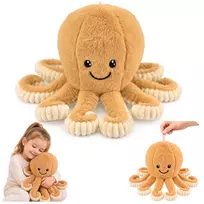 LEAN TOYS Plush Octopus su elastingomis čiuptuvėmis, smėlio spalvos 50 cm – Minkštas apkabinimo žaislas