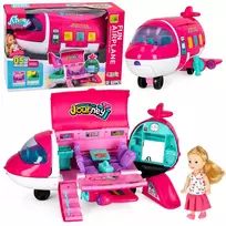 LEAN TOYS Sulankstomas 2-in-1 Lėlių Keleivinis Lėktuvas Rožinis – Transformuojamas Lėlių Namelis 30 cm Lėlėms