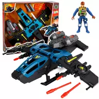 LEAN TOYS Military Attack Plane su kareivio figūrėle, paleidimo įrenginiais, šviesomis ir garsais