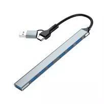 Gembird 7 prievadų USB 3.2 Gen 2 šakotuvas - 6x USB-A 2.0 + 1x USB-A 3.2, sidabrinis
