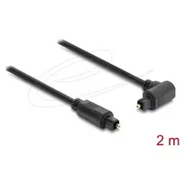 Delock TOSLINK kabelis, 90° kampinis į tiesų jungtį, 4 mm skersmuo, 2 m, juodas