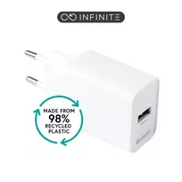 ESTUFF INFINITE (GRS) USB-A 20W įkroviklis, baltas, EU kištukas