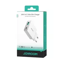JOYROOM JR-TCF14-WHT 20W PD 3.0 ir QC 3.0 dviejų prievadų sieninis USB įkroviklis - baltas