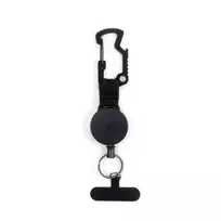 Origin Outdoors Telefono apsaugos dirželis su karabinu — 100 cm spiralinė plieninė virvė, universalus inkaras, apsauga nuo kritimo ir vagystės, juodos spalvos