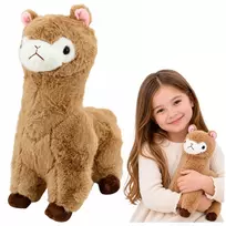 LEAN TOYS Alpakos minkštas žaislas 28 cm, smėlio spalvos