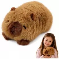 LEAN TOYS pliušinis kapibara gyvūnų talismanas minkštas žaislas rudas 16 cm