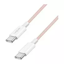 LogiLink USB 2.0 Type-C į Type-C laidas, 1m, 60W Power Delivery, nailoninis pynimas, rožinis