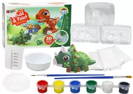 LEAN TOYS Creative Artistic Set Dinosaurs 3D Plaster Paints – 3D gipso figūrėlių liejimo ir dažymo rinkinys