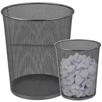 LEAN biuro šiukšliadėžė iš metalinio tinklelio, apvali, sidabrinė, 19 l