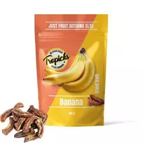 Tropicks Dried Banana 100 g – traškūs saldūs bananų traškučiai su kokosų aliejumi ir medumi