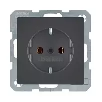 Berker Q.1/Q.3 SCHUKO kištukinis lizdas 1-vietis, antracito velveto, 16A 250V, įleidžiamas