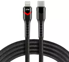 everActive CBB-1CIR USB-C į Lightning RGB LED laidas 1 m, 27 W PD, juodas