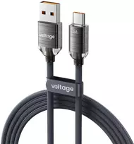 VOLTAGE PureCrystal USB-A į USB-C laidas 66W 2m juodas