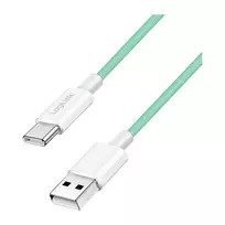 LogiLink USB 2.0 Type-C laidas, A/M į C/M, 480Mbps, 60W, nailoninis, žalias, 0,5 m