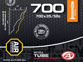 Author Tube AT-CROSS-700C Wide FV48 700x35/50C (Juoda) – 48 mm Presta vožtuvo butilinė vidinė padanga