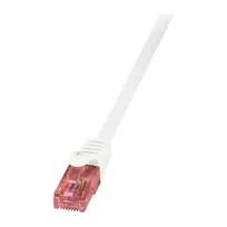 LOGILINK Cat.6 U/UTP Patch Laidas, 0,25 m, Baltas, Vario šerdimi, Gigabit Ethernet, RJ45, Snagless, PVC apvalkalu