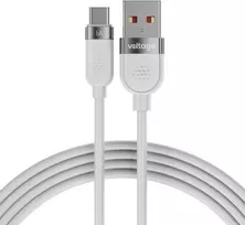 VOLTAGE VEKS66AC100WE USB-A į USB-C silikoninis 66W PD greito įkrovimo laidas 1m baltas