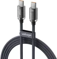 VOLTAGE PureCrystal 100W USB-C į USB-C PD laidas 1m juodas