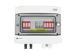EMITER DCAC komutavimo dėžė, hermetiška IP65, su Dehn 1000V Type 2 DC apsauga nuo viršįtampių, 1 x PV eilutė, 1 x MPPT // AC Dehn Type 2, 20A 3 fazės