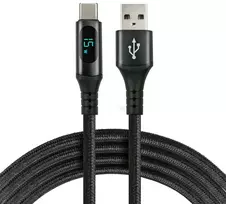 everActive CBB-1CBL USB-A į USB-C pintas laidas su LCD galios ekranu, 1m, 3A, juodas