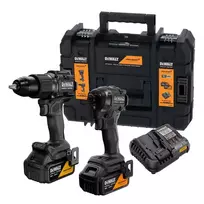 DEWALT DCK2222MM2T-QW 18V XR Brushless Twin Pack gręžtuvas-suktuvas ir smūginis suktuvas su 2x4.0Ah baterijomis, įkrovikliu ir TSTAK II dėžute