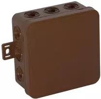 VIPLAST V7 Click paviršinio montavimo rozetė, 12 įvadų, ruda, IP54, 100x100x41mm, 037-02