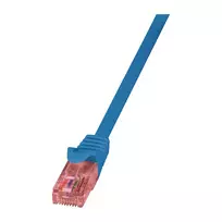 LogiLink Cat.6 U/UTP Patch Laidas, 1m, Mėlynas, Gigabit Ethernet, Auksu dengti kontaktai, Snagless