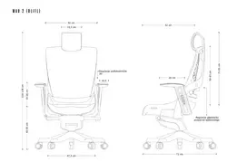 UNIQUE Wau 2 BL416 Ergonomiškas biuro kėdė, sniego baltumo audinys su pilku tinklelio atlošu, reguliuojami porankiai ir galvos atrama