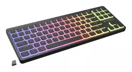 GENESIS Thor 430 TKL belaidė mechaninė žaidimų klaviatūra, Outemu Red jungikliai, RGB apšvietimas, trigubas režimas (USB-C/2.4GHz/Bluetooth), JAV anglų QWERTY, juoda