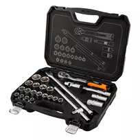 NEO TOOLS 1/2 inch 25 dalių lizdų (veržliarakčių) rinkinys, satino chromo vanadis