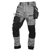 NEO TOOLS Denim darbo kelnės su Cordura sutvirtinimais, nuimamomis kišenėmis, pilkos, M dydžio