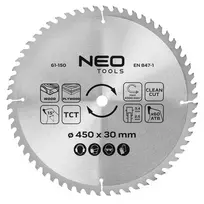 NEO TOOLS 450 mm TCT pjūklo diskas, 60 dantų, 30 mm anga, medienai