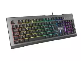 GENESIS Rhod 500 RGB žaidimų klaviatūra – membraninė, ispaniškas QWERTY išdėstymas, juoda/ pilka