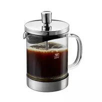 GEFU DIEGO French Press kavos virimo aparatas 600 ml, borosilikatinis stiklas ir nerūdijantis plienas, sidabrinis/juodas