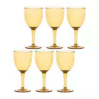 ROSE&TULIPANI FIABA 6 akrilinių vyno taurių rinkinys 400 ml, gintarinės spalvos
