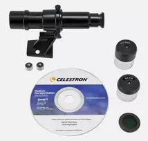 Celestron FirstScope Accessory Kit – 20 mm ir 6 mm Kellner okuliarai, 2x Barlow lęšis, Mėnulio filtras, valymo šluostė
