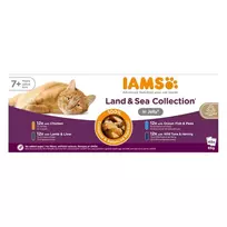 IAMS Senior Meat & Fish Mix in Jelly šlapias kačių maistas – 48 x 85 g paketėliai