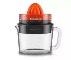 Taurus Citrus Glass elektrinė citrusinių vaisių spaudyklė 30 W 1 L stiklinis ąsotis juoda raudona permatoma