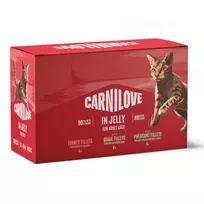 CAV CARNILOVE Cat Pouch Jelly Multipack 12x85g šlapias kačių maistas, be grūdų, suaugusioms katėms, įvairių skonių