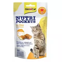 GimCat Nutri Pockets su sūriu 60g – Traškūs skanėstai katėms su kreminiu sūrio įdaru, praturtinti vitaminais ir taurinu
