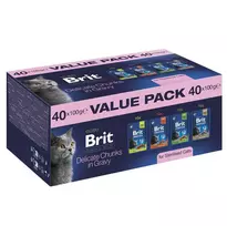 BRIT Premium by Nature Value Pack Sterilised Box šlapias kačių maistas Vištiena ir Turkija 40x100g