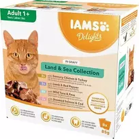 IAMS Delights Land & Sea Collection in Gravy drėgnas ėdalas katėms padaže, 8 x 85 g